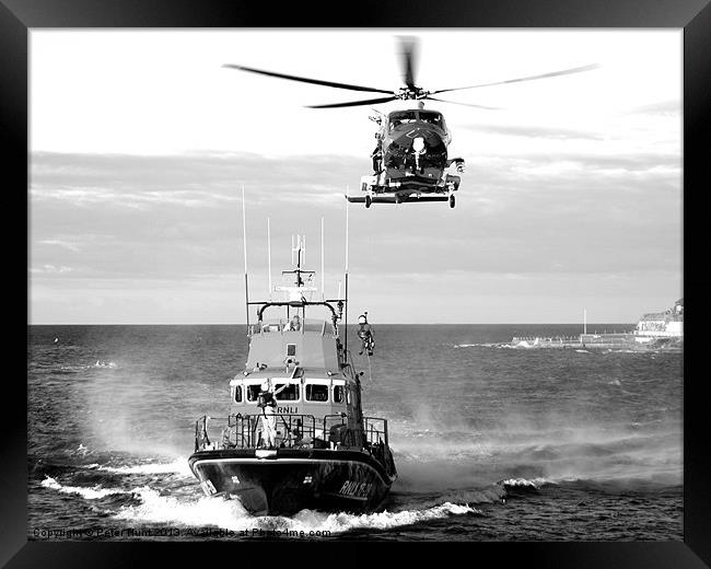 Torbay Lifeboat and Helicopter Framed Print by Peter F Hunt