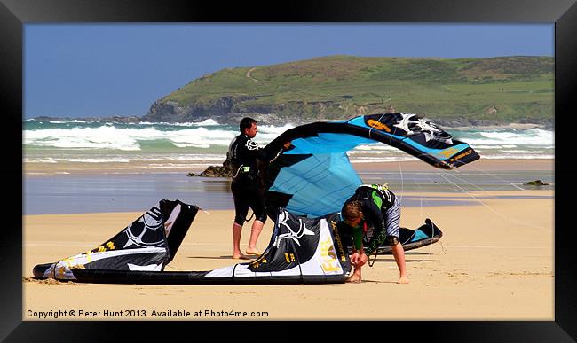 Kitesurfing in Cornwall Framed Print by Peter F Hunt