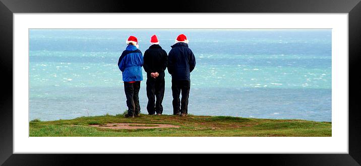 Santa Claus Times Three Framed Mounted Print by Peter F Hunt