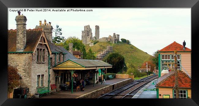  Corfe Castle and Railway Station Framed Print by Peter F Hunt