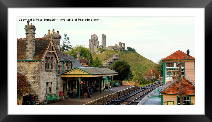  Corfe Castle and Railway Station Framed Mounted Print by Peter F Hunt
