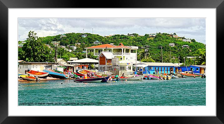 Le Gros Islet Boats Framed Mounted Print by Peter F Hunt