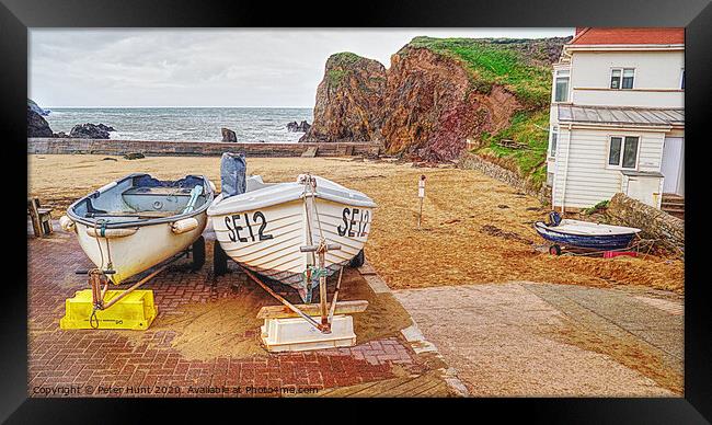Boats At Hope Cove Devon Framed Print by Peter F Hunt