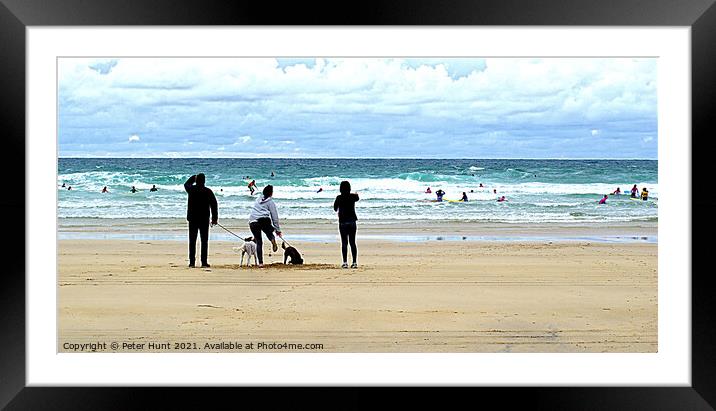 Walking The Dogs Watching The Sea Framed Mounted Print by Peter F Hunt