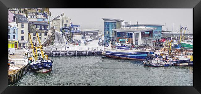 Brixham In The Snow Framed Print by Peter F Hunt