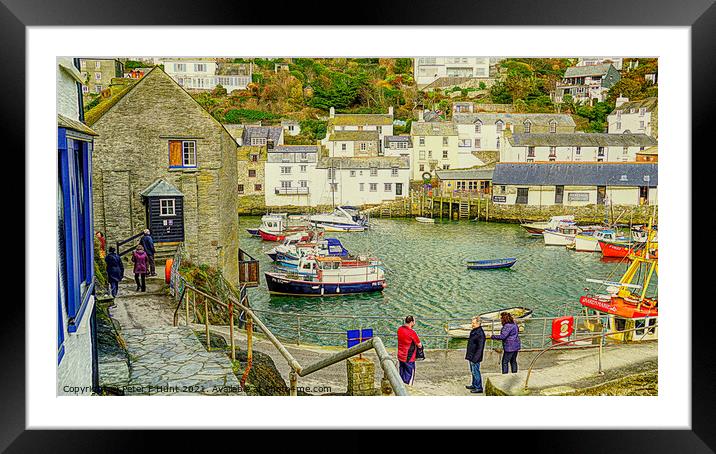 Polperro In Winter Framed Mounted Print by Peter F Hunt