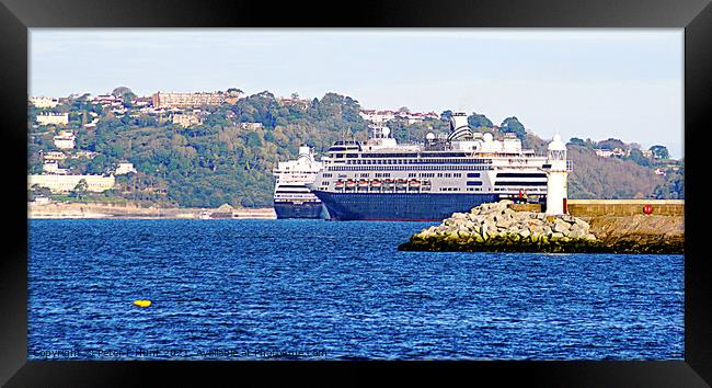 Cruise Ships Off Brixham Breakwater Framed Print by Peter F Hunt