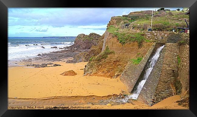 Hope Cove Waterfall Framed Print by Peter F Hunt