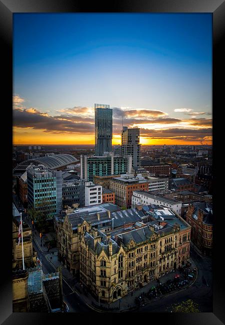 Manchester Skyline Framed Print by Steven Purcell