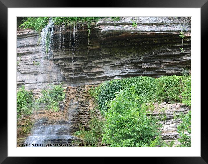 Waterfall Splashing to the Rocks Below Framed Mounted Print by Pics by Jody Adams