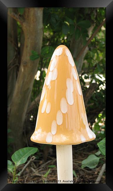 Yellow Glass Mushroom Framed Print by Pics by Jody Adams
