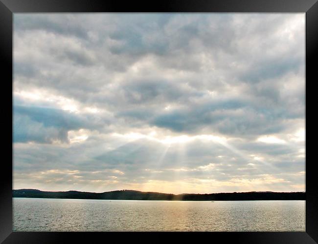 Clouds with SunRays Framed Print by Pics by Jody Adams