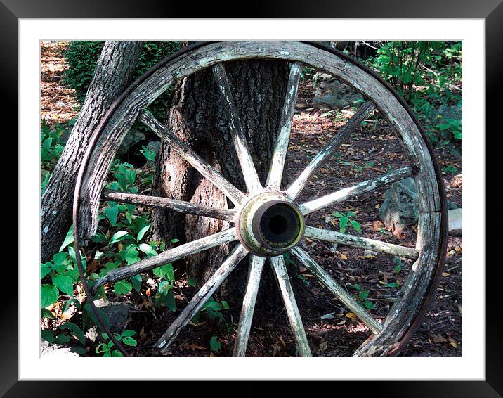 White Wagon Wheel Framed Mounted Print by Pics by Jody Adams