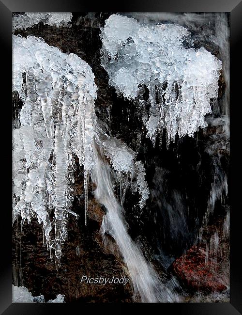 The Icicles on the Waterfall Framed Print by Pics by Jody Adams
