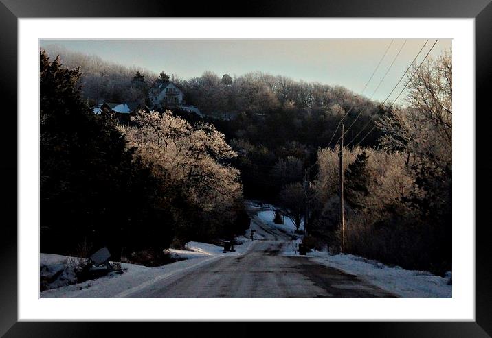 Icy Road Framed Mounted Print by Pics by Jody Adams