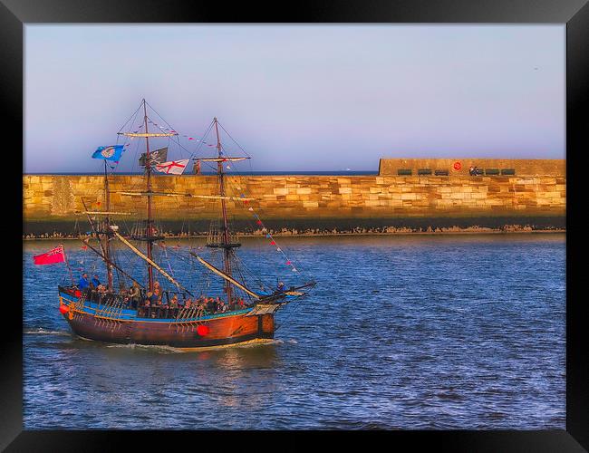 whitby tall ship Framed Print by Robert Bennett