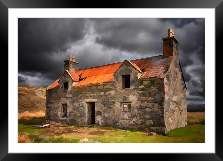 Old House at Callanish Framed Mounted Print by Les Ellingham