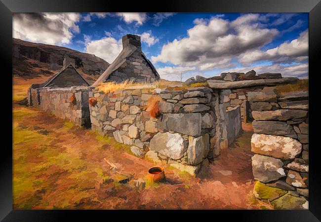 Dalmore Blackhouse Framed Print by Les Ellingham