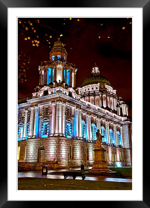 Blue Belfast City Hall Framed Mounted Print by Peter Lennon