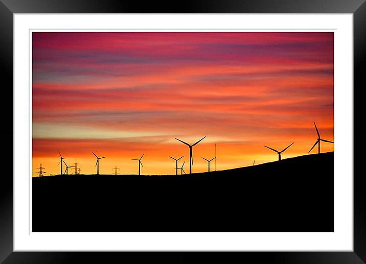 windmills at dusk Framed Mounted Print by Peter Lennon