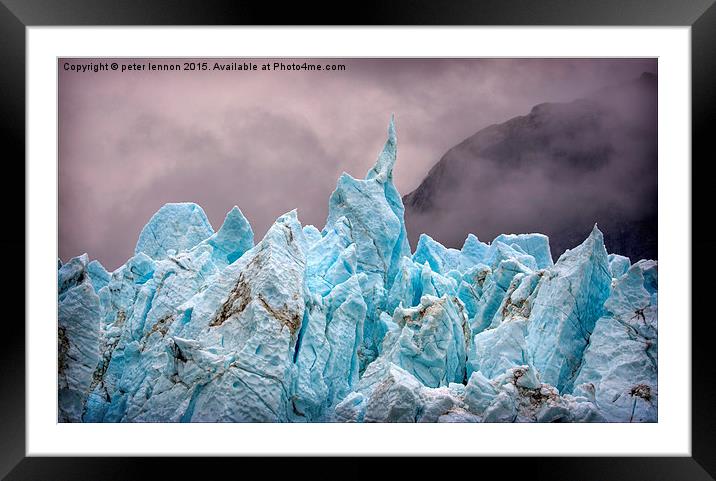 Glacier Bay Blue Framed Mounted Print by Peter Lennon