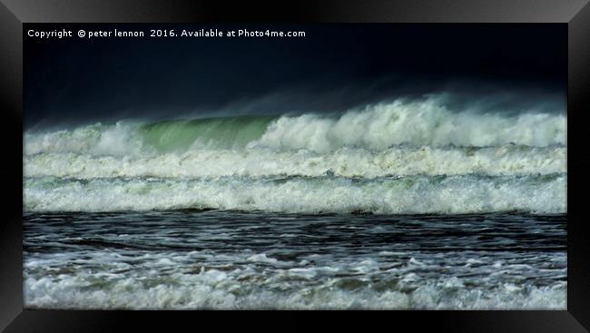 Simply Waves One Framed Print by Peter Lennon