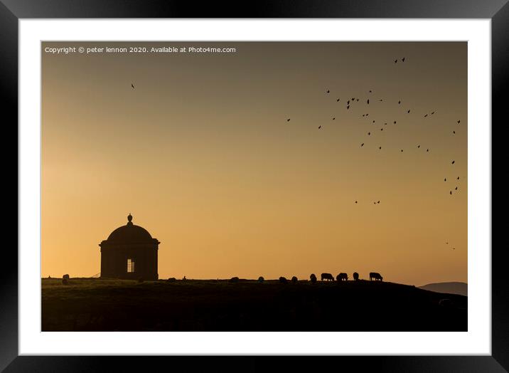 Mussenden Temple in silhouette Framed Mounted Print by Peter Lennon