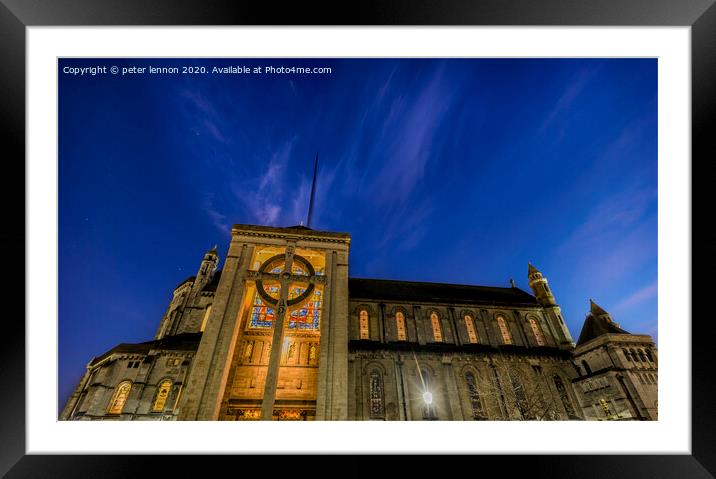 St Annes Cathedral at night Framed Mounted Print by Peter Lennon