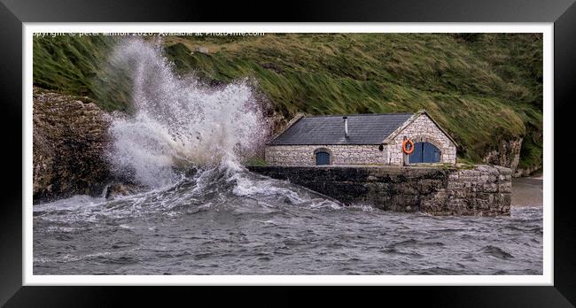 Ballintoy Harbour Storm Framed Print by Peter Lennon