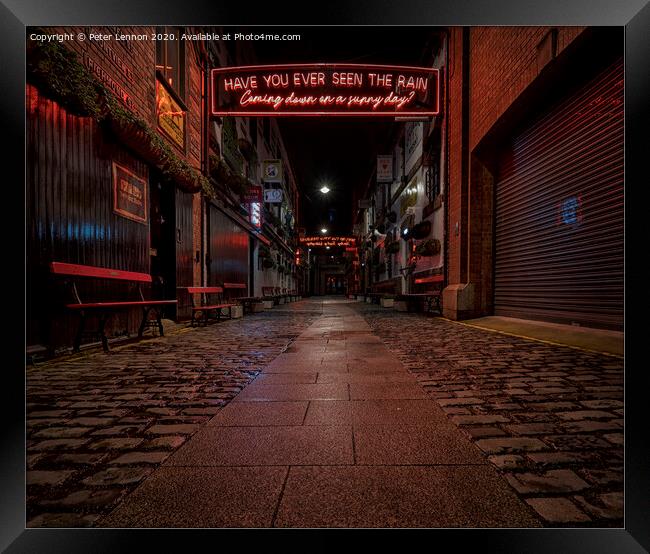 Down The Alley Framed Print by Peter Lennon