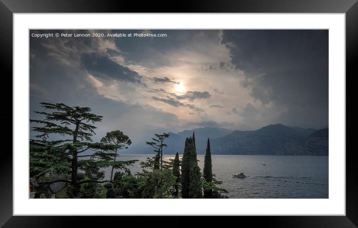 Lake Garda Sunset Framed Mounted Print by Peter Lennon