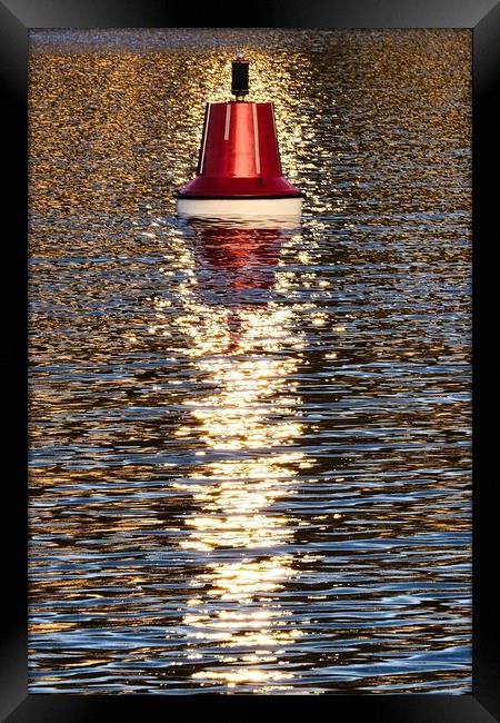 A Bright Red Buoy Framed Print by Anne Macdonald
