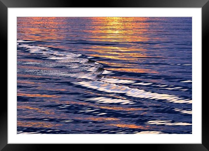 Waves Meet The Sunset Framed Mounted Print by Anne Macdonald