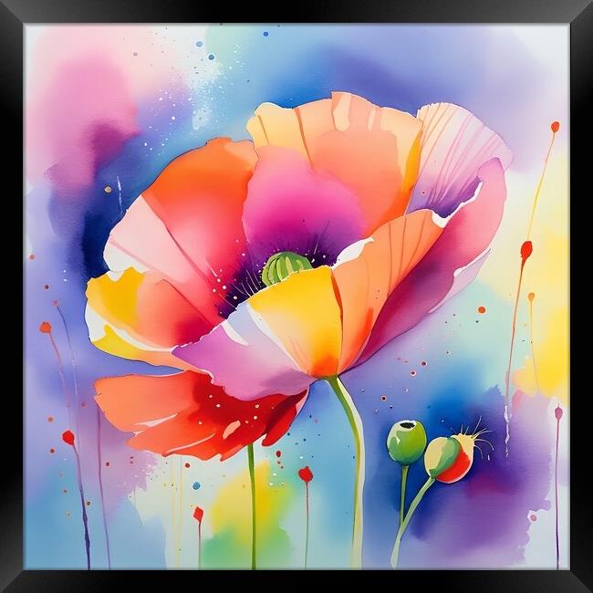 Colourful Poppy image Framed Print by Anne Macdonald