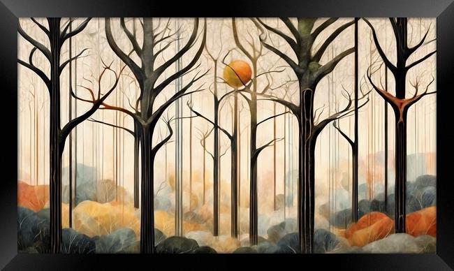 Forest of Bare Trees. Framed Print by Anne Macdonald