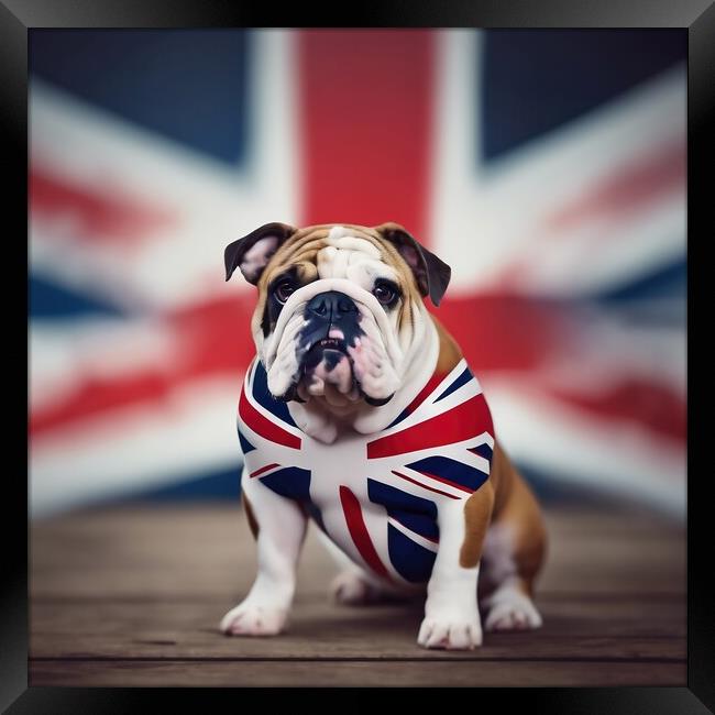 Union Flag and British Bulldog Framed Print by Anne Macdonald