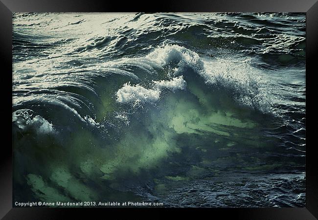 Inner Glow Of Ocean Wave Framed Print by Anne Macdonald
