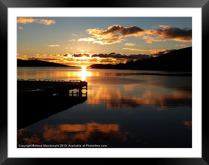 Pier In The Sunset Framed Mounted Print by Anne Macdonald