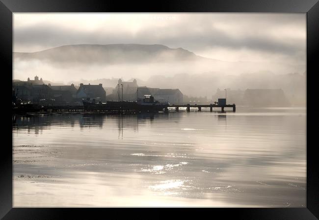 Mist Over The Village Of Scalloway, Shetland 1 Framed Print by Anne Macdonald