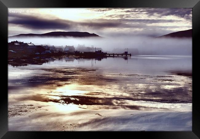 Early Morning Mist Over The Village of Scalloway,  Framed Print by Anne Macdonald