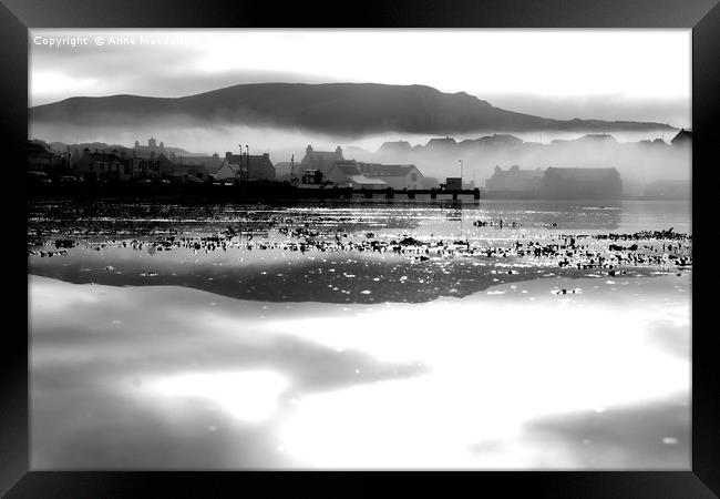 Low Lying Mist Over Scalloway, Shetland. Framed Print by Anne Macdonald