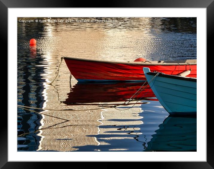 Small Boat Reflections At Lerwick Museum, Shetland Framed Mounted Print by Anne Macdonald