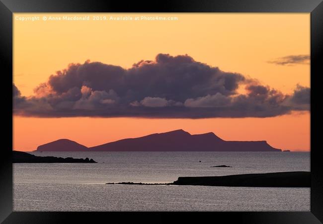 Sunset And Cloud Over Foula                        Framed Print by Anne Macdonald