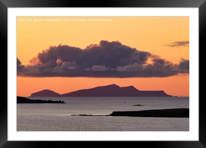 Sunset And Cloud Over Foula                        Framed Mounted Print by Anne Macdonald