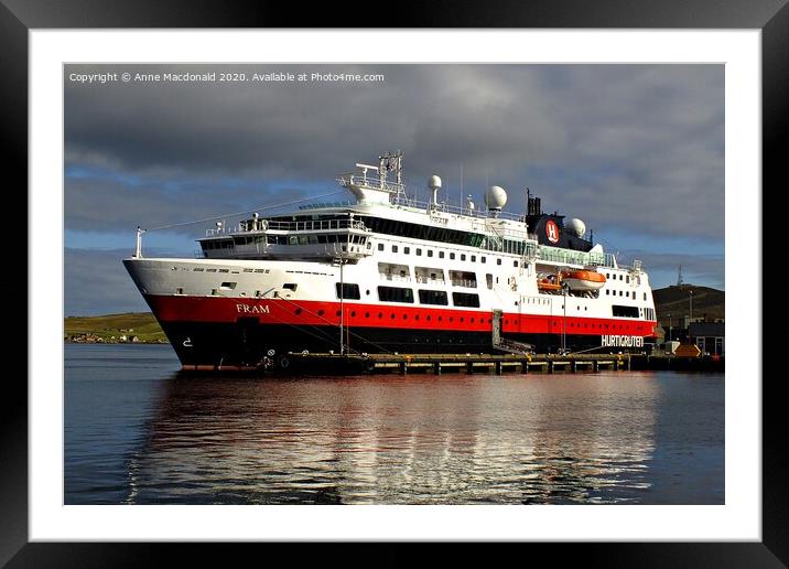 Cruise Liner Fram At Lerwick Harbour Framed Mounted Print by Anne Macdonald