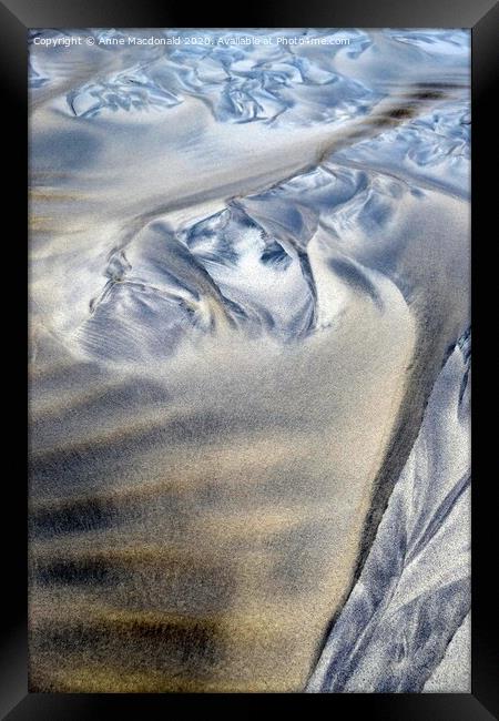 Sand Patterns At Meal Beach, Burra, Shetland. Framed Print by Anne Macdonald