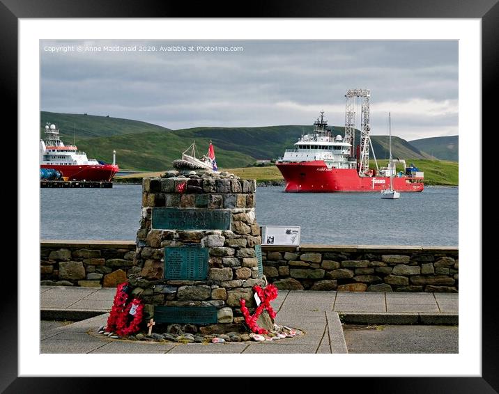 Shetland Bus Memorial WWII Scalloway, Shetland. Framed Mounted Print by Anne Macdonald