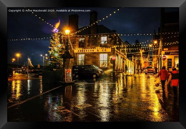 Commercial Street, Lerwick, Shetland At Christmas Framed Print by Anne Macdonald