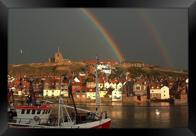 End of the rainbow in Whitby Framed Print by Ray Nelson