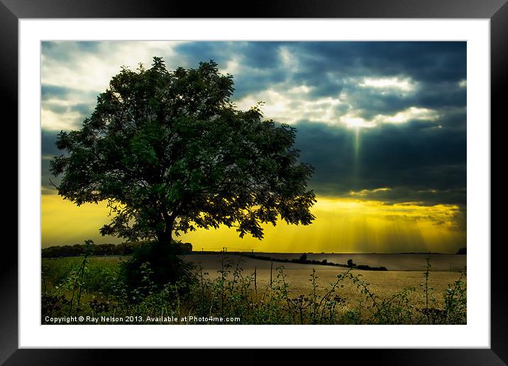 Lincolnshire Wolds Sun Rays Framed Mounted Print by Ray Nelson